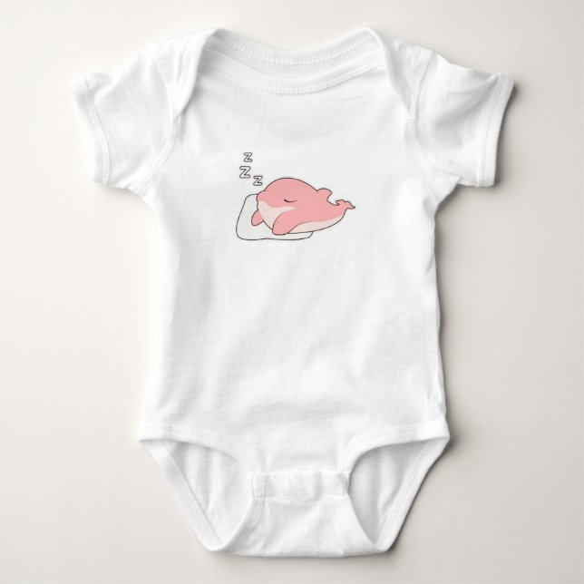 Dolphin at Sleeping on Pillow Baby Bodysuit (Front)