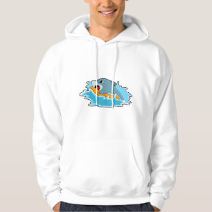 Dolphin at Surfing with Surfboard Hoodie
