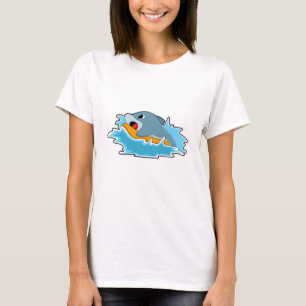 Dolphin at Surfing with Surfboard T-Shirt