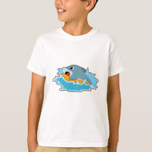 Dolphin at Surfing with Surfboard T-Shirt