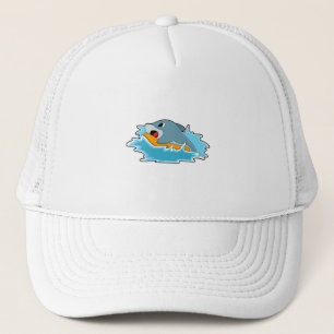 Dolphin at Surfing with Surfboard Trucker Hat