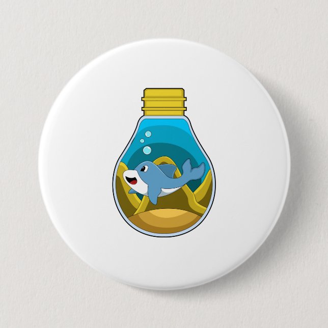 Dolphin at Swimming in Aquarium 7.5 Cm Round Badge (Front)