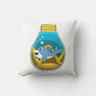 Dolphin at Swimming in Aquarium Cushion