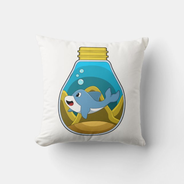 Dolphin at Swimming in Aquarium Cushion (Front)