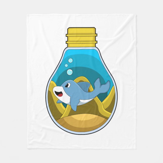 Dolphin at Swimming in Aquarium Fleece Blanket (Front)