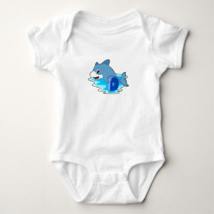 Dolphin at Swimming with Letter Baby Bodysuit