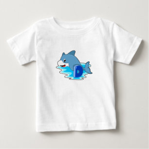 Dolphin at Swimming with Letter Baby T-Shirt