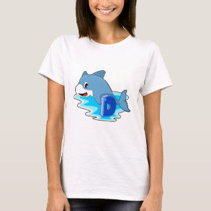 Dolphin at Swimming with Letter T-Shirt