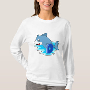 Dolphin at Swimming with Letter T-Shirt