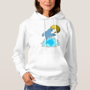 Dolphin at Swimming with Moon Hoodie