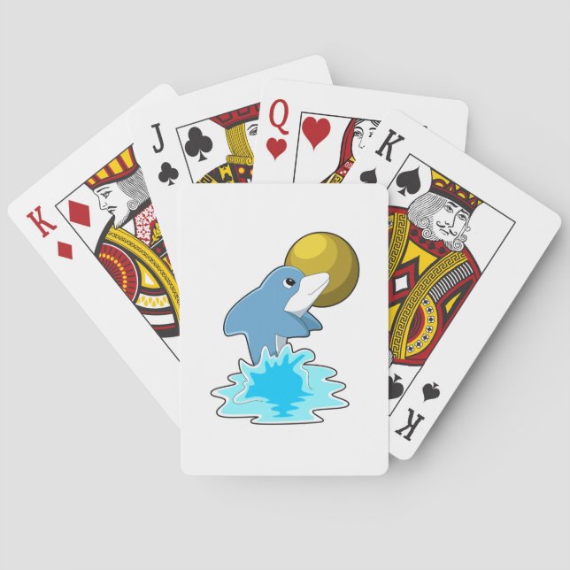 Dolphin at Swimming with Moon Playing Cards (Back)