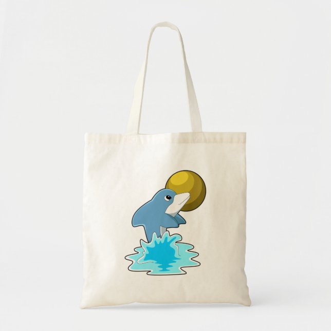 Dolphin at Swimming with Moon Tote Bag (Front)