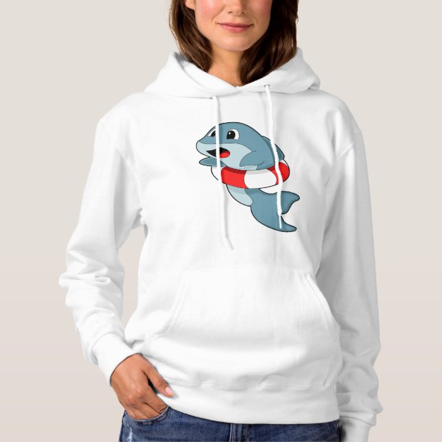Dolphin at Swimming with Swim ring Hoodie (Front)