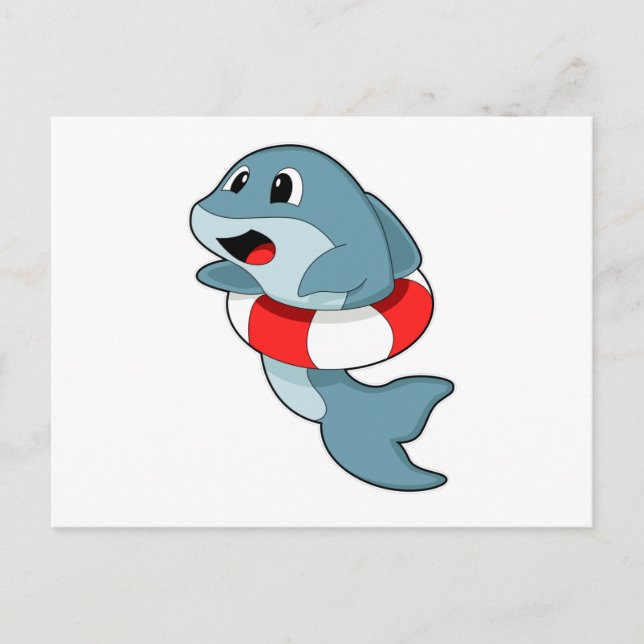 Dolphin at Swimming with Swim ring Postcard (Front)