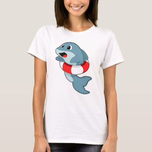 Dolphin at Swimming with Swim ring T-Shirt