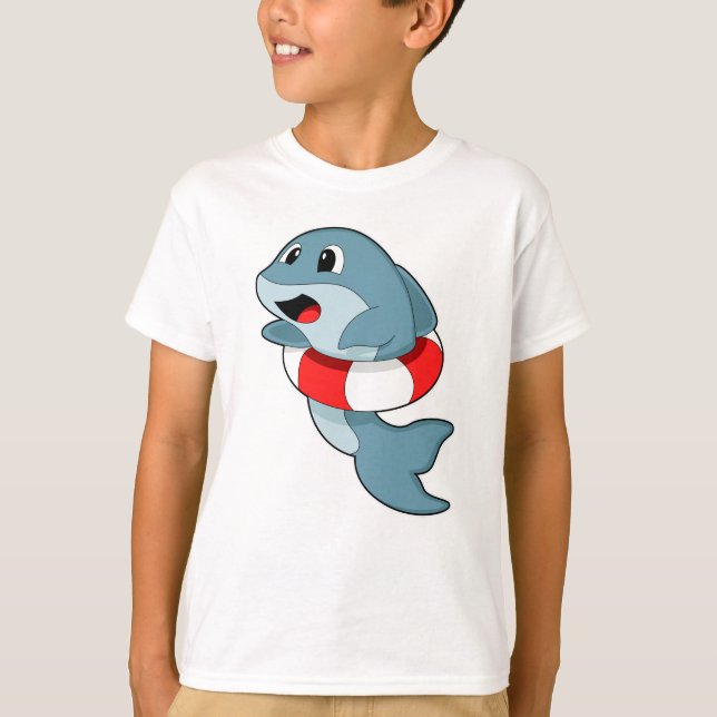 Dolphin at Swimming with Swim ring T-Shirt (Front)