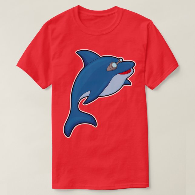 Dolphin at Swimming with Swimming goggles 3 T-Shirt (Design Front)