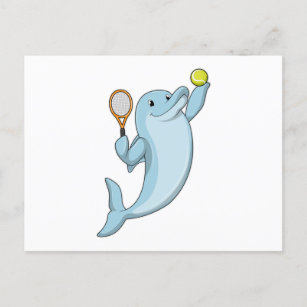 Dolphin at Tennis with Tennis racket Postcard