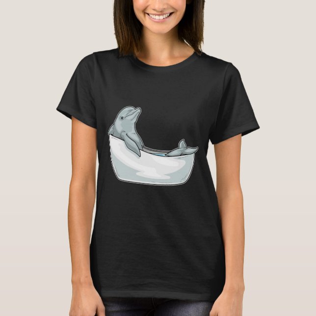 Dolphin Bathe Bathtub T-Shirt (Front)