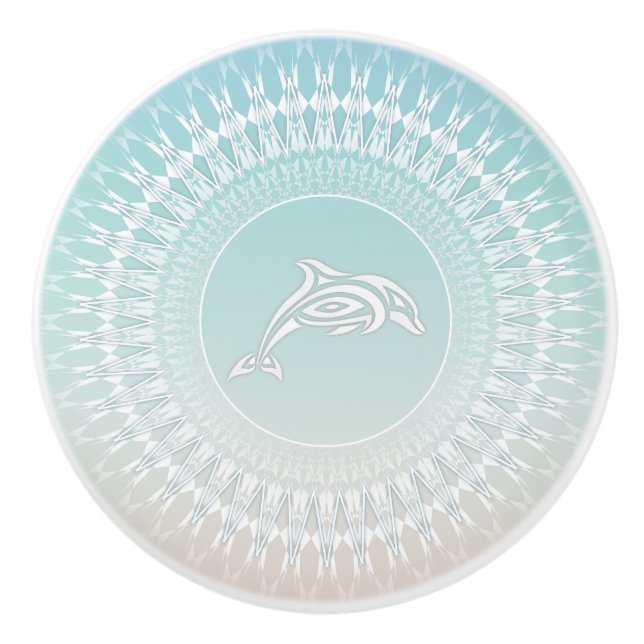 Dolphin Beach Style Mandala Ceramic Knob (Front)