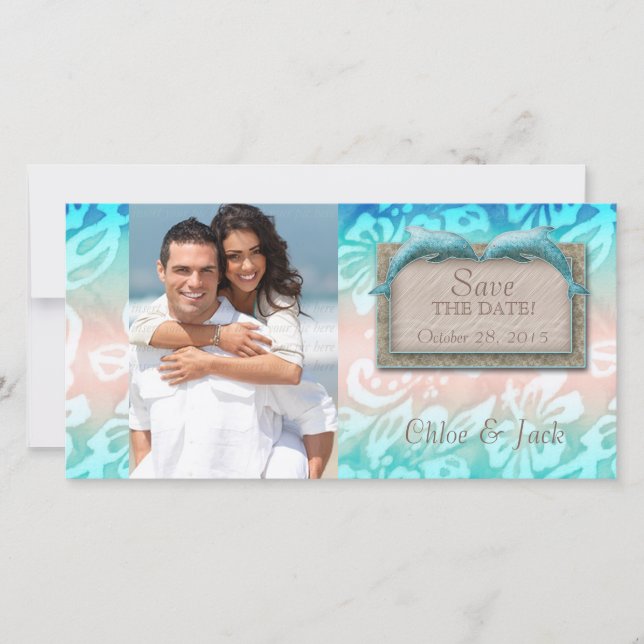 Dolphin Beach Wedding Save the Date Photocard (Front)