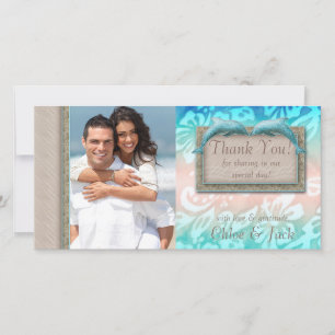 Dolphin Beach Wedding Thank You Photocard Card
