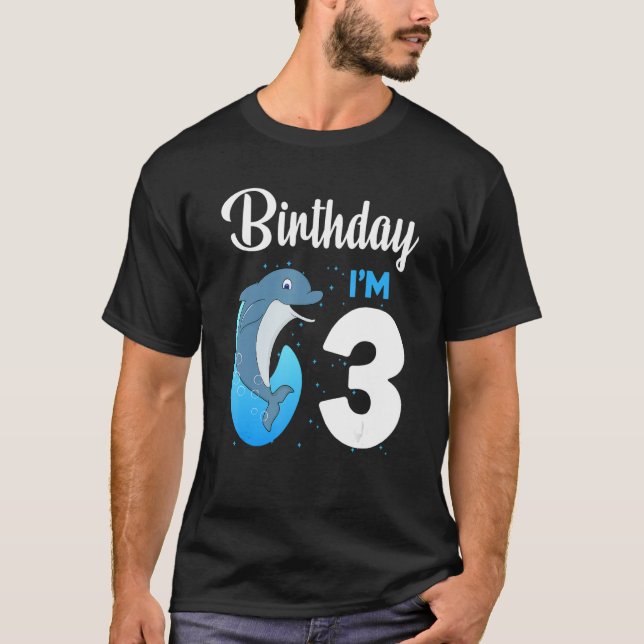 Dolphin Birthday 3 Year Old Kids Boys Girls Dolphi T-Shirt (Front)