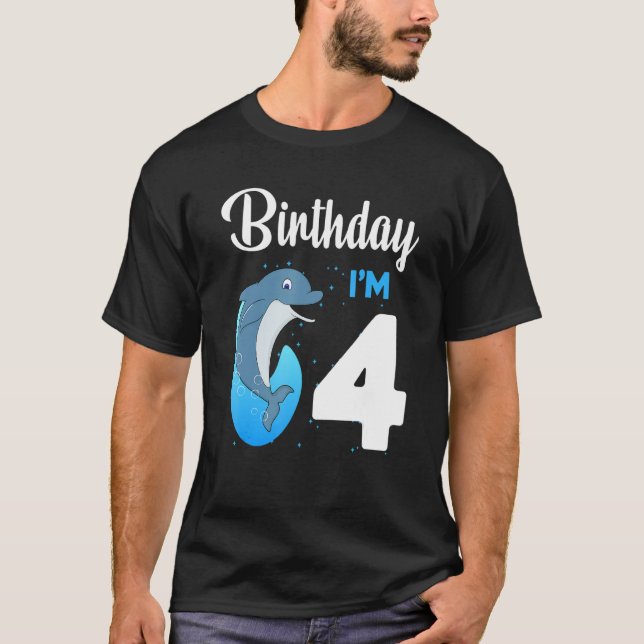 Dolphin Birthday 4 Year Old Kids Boys Girls Dolphi T-Shirt (Front)