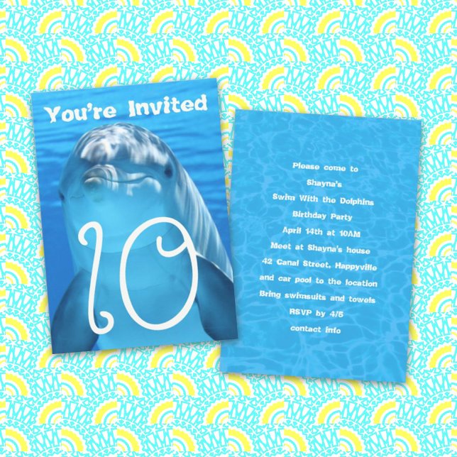 Dolphin Birthday Backyard Pool Party Invitation (Creator Uploaded)