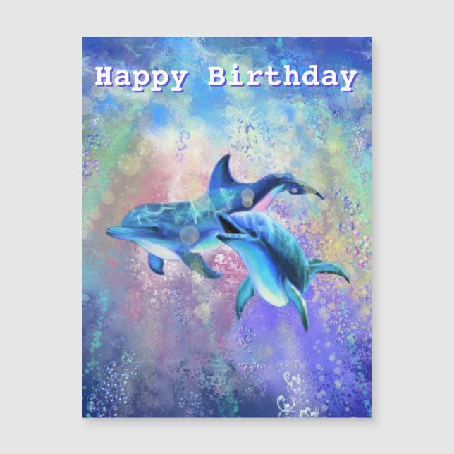 Dolphin Birthday Card Happy Birthday Dolphins (Front)