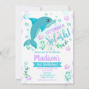 Dolphin Birthday Invitation / Swimming Pool Party