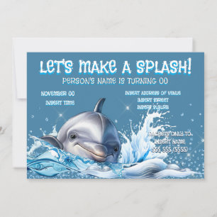 Dolphin Birthday Invite Ocean Splash Party