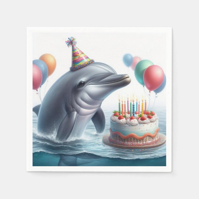 Dolphin Birthday Napkin (Front)