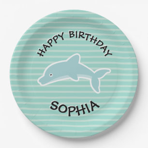 Dolphin Birthday Party Animals Paper Plate