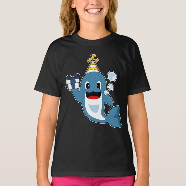 Dolphin Birthday Party hat T-Shirt (Front)