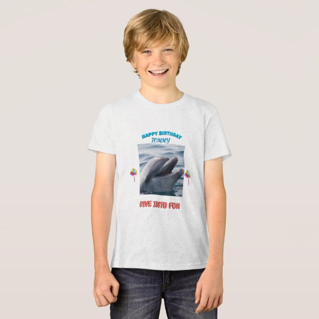 Dolphin Birthday Splash  Tri-Blend Shirt (Front Full)