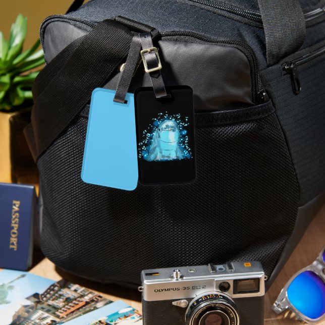Dolphin Black  Luggage Tag (Front & Back)