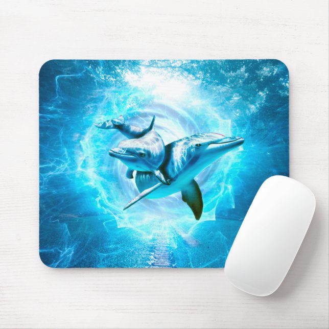 dolphin blue fantasy mouse mat (With Mouse)