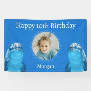 Dolphin Blue Ocean 10th Birthday Party Banner