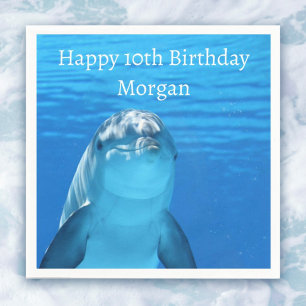 Dolphin Blue Ocean 10th Birthday Party Napkin