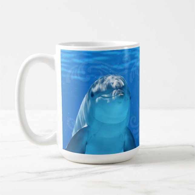Dolphin Blue Ocean The Ocean is Calling I Must Go Coffee Mug (Left)