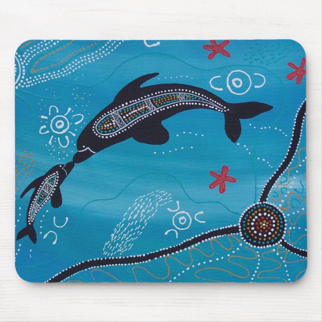 Dolphin & Calf Dreaming Mouse Mat (Front)