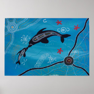 Dolphin & Calf Poster by Mundara