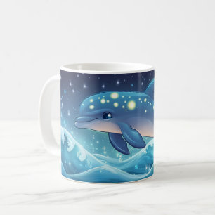 dolphin Cartoon Style vibrant Cute Colorfull Coff Coffee Mug