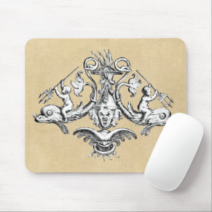 Dolphin & Cherub Nautical Emblem Mouse Mat