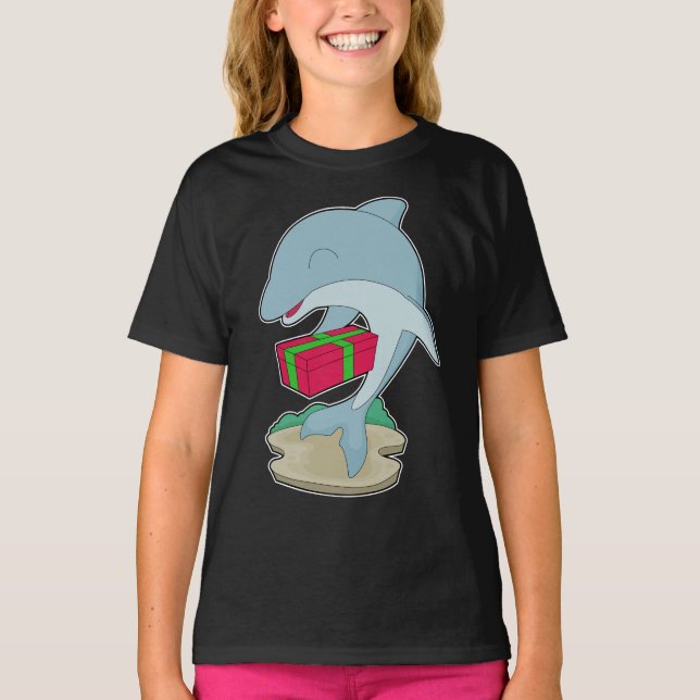 Dolphin Christmas Package T-Shirt (Front)