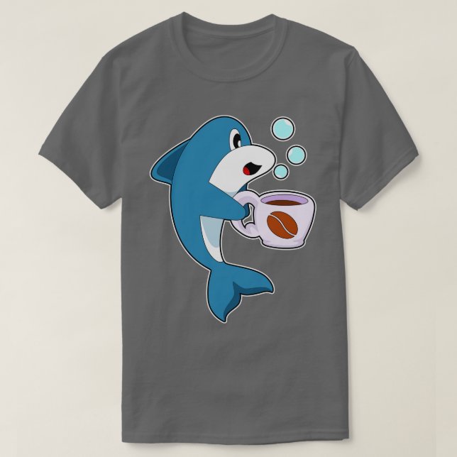 Dolphin Coffee Cup T-Shirt (Design Front)