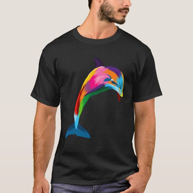 Dolphin Colorful Animals Watercolor Painting Dolph T-Shirt (Front)
