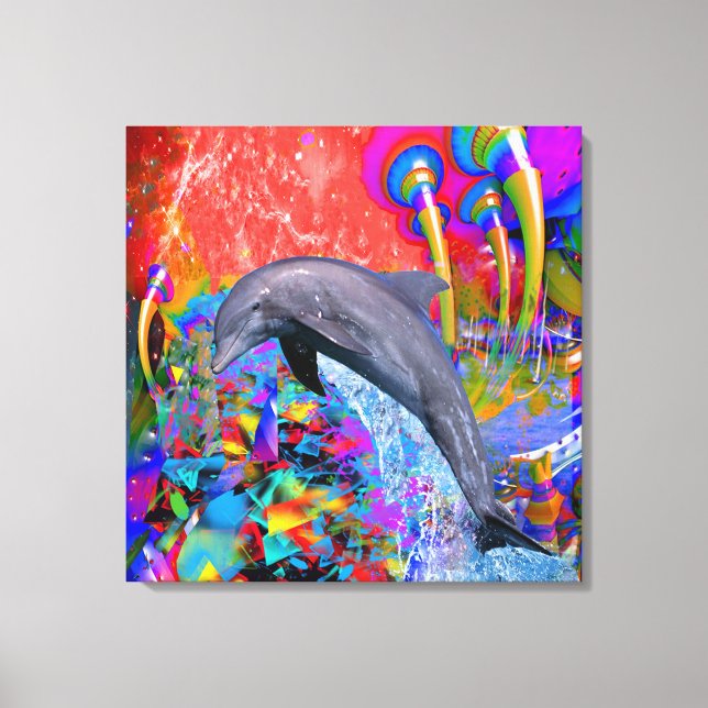 Dolphin Colour Splash Canvas Print (Front)