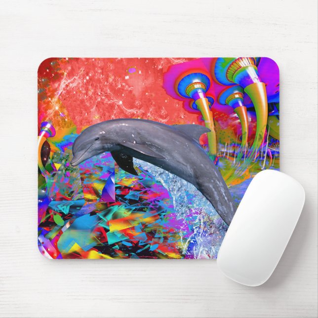 Dolphin Colour Splash Mouse Mat (With Mouse)